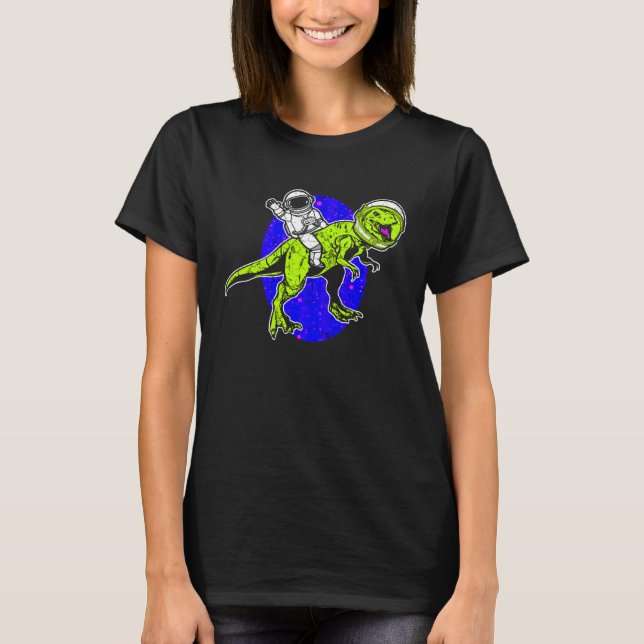 Astronaut Dinosaur Science Fiction Space Travel T Shirt (Framsida)