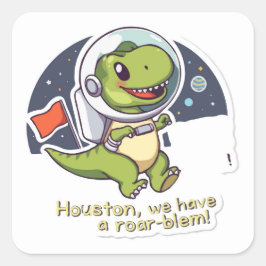 Astronaut Dinosaur Sticker | Förhistorisk rymdpun Fyrkantigt Klistermärke