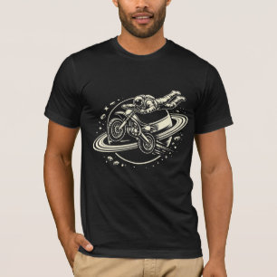 Astronaut Dirt Bike Förare Saturnus T Shirt