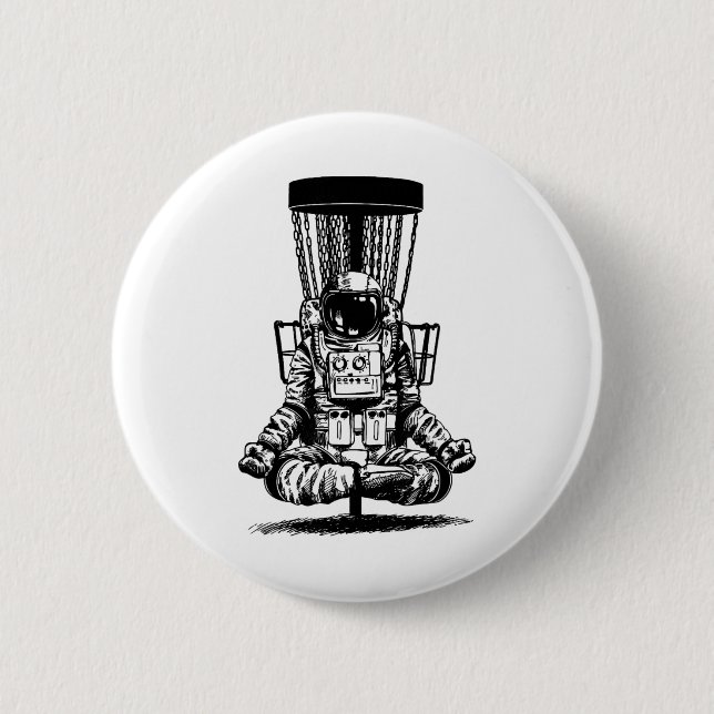 Astronaut Disc Golf Yoga Skiss  Knapp (Framsida)