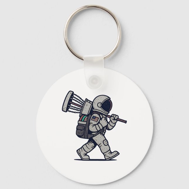 Astronaut Disc Golfer Funny Disc Golf  Nyckelring (Framsida)