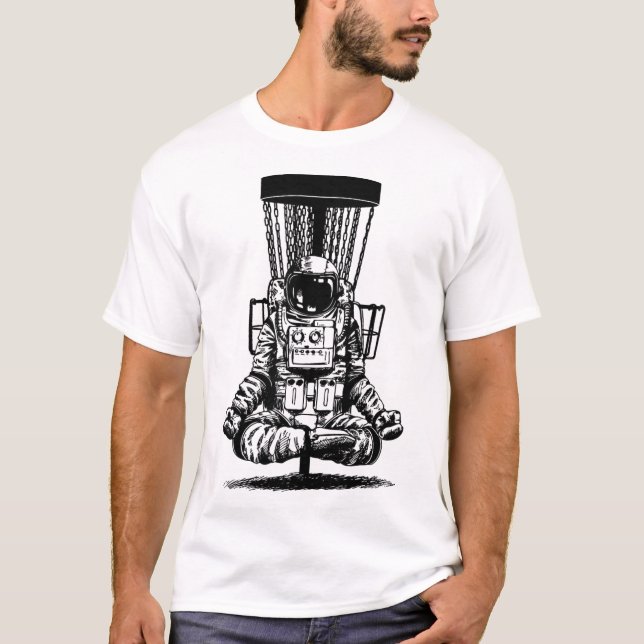 Astronaut Discgolf Yoga Skiss  T Shirt (Framsida)