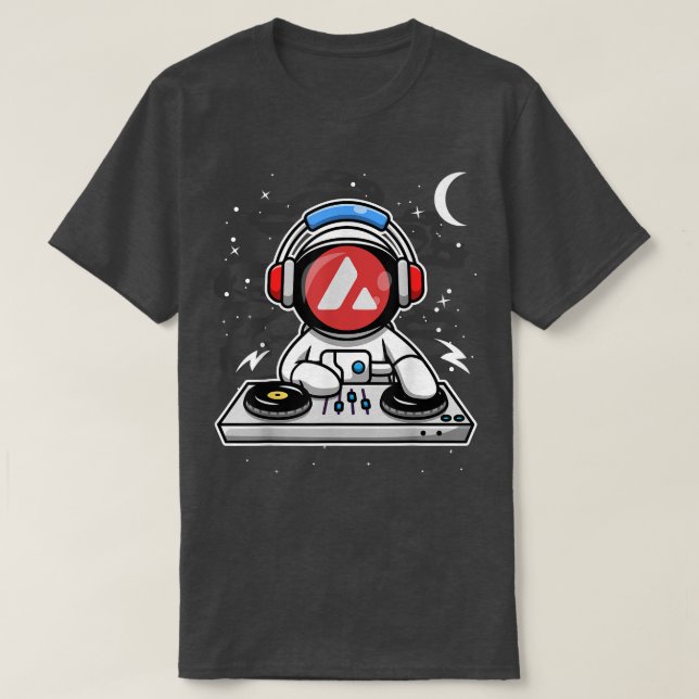 Astronaut DJ Avalanche AVAX Coin to Måne Crypt T Shirt (Design framsida)