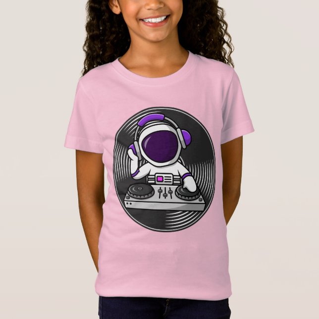 Astronaut DJ Cute Space Music-design T Shirt (Framsida)