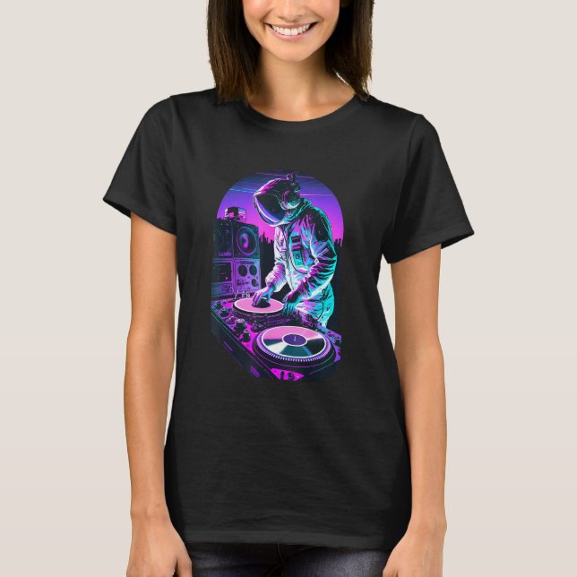 Astronaut DJ DJing in Space EDM cool Graphic Vapor T Shirt (Framsida)