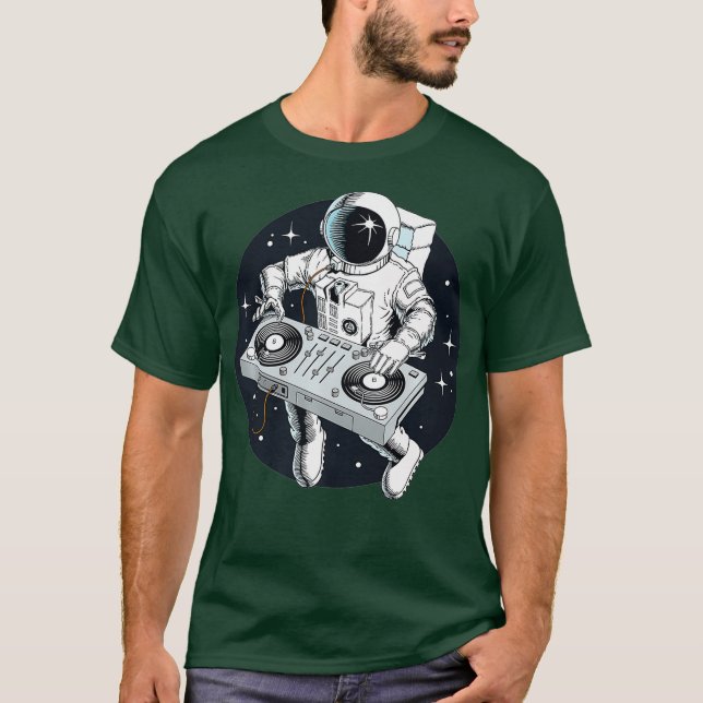Astronaut DJ med Turntable Premium T Shirt (Framsida)