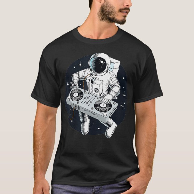 Astronaut DJ med Turntable T Shirt (Framsida)