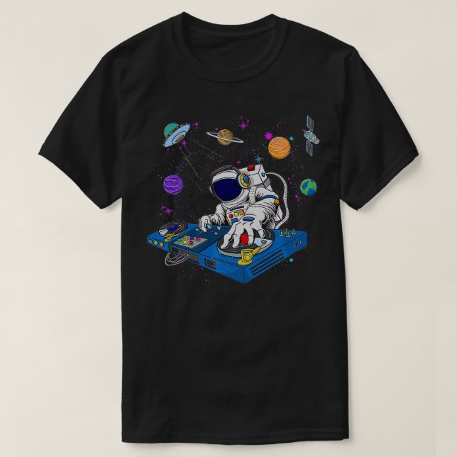 Astronaut DJ Psychedelic Music Techno EDM Festival T Shirt (Design framsida)