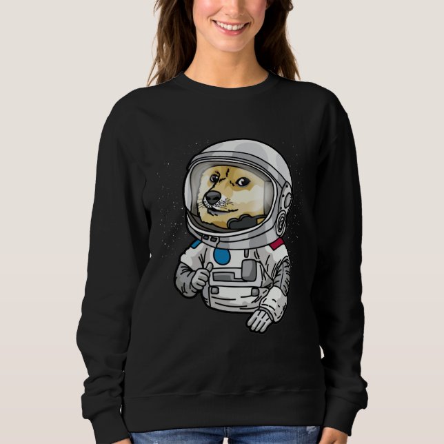 Astronaut Dog Thumbs Up in Space Doge T Shirt (Framsida)