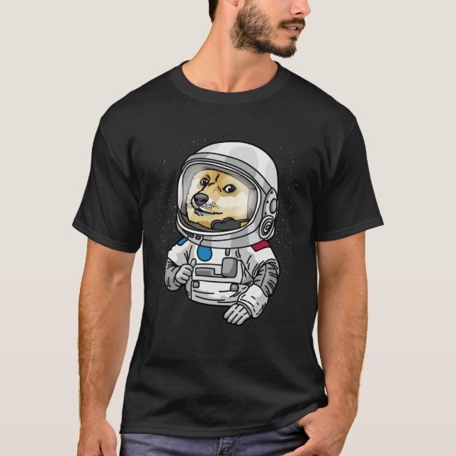 Astronaut Dog Thumbs Up in Space Doge T Shirt (Framsida)