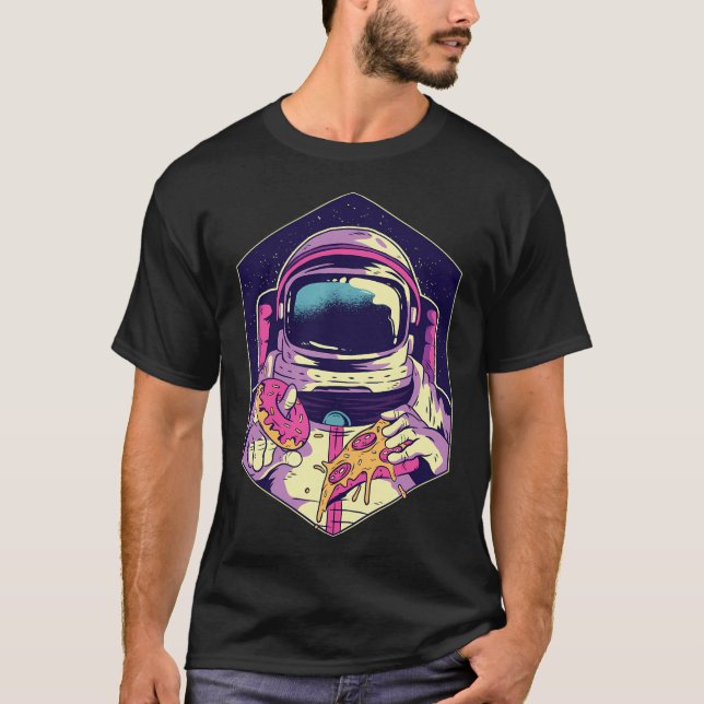 Astronaut Donut Pizza T Shirt (Framsida)