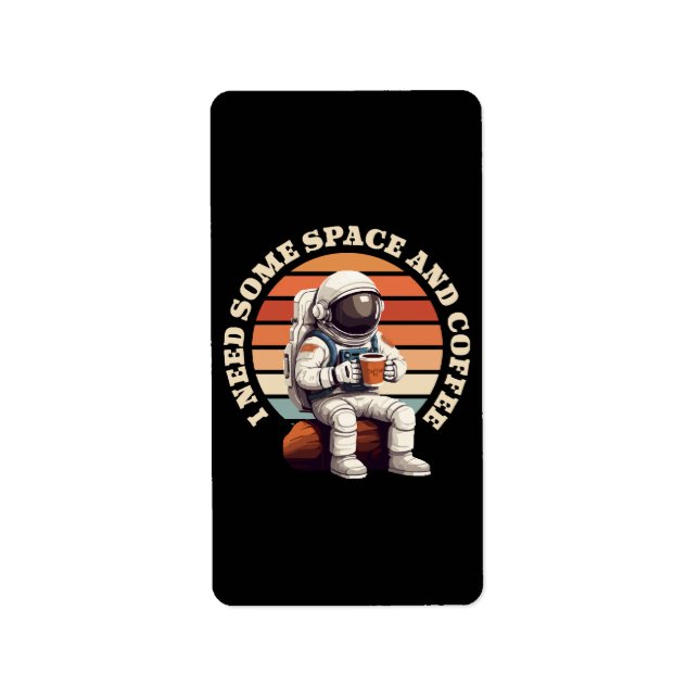 Astronaut Dricker Kaffe Adressetikett (Framsidan)