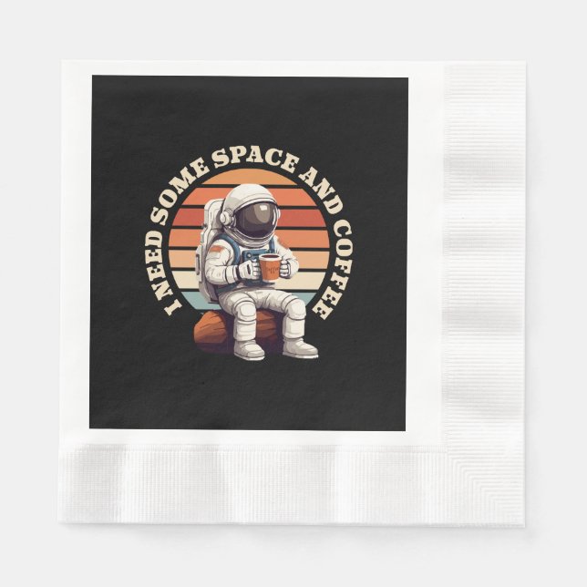Astronaut Dricker Kaffe Pappersservett (Framsidan)