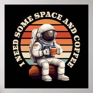 Astronaut Dricker Kaffe Poster