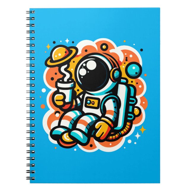 Astronaut Drinking Coffee - Rymden-koffein Anteckningsbok (Framsidan)