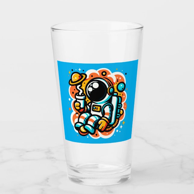 Astronaut Drinking Coffee - Rymden-koffein Glaskopp (Framsida)