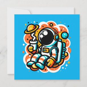 Astronaut Drinking Coffee - Rymden-koffein Inbjudningar
