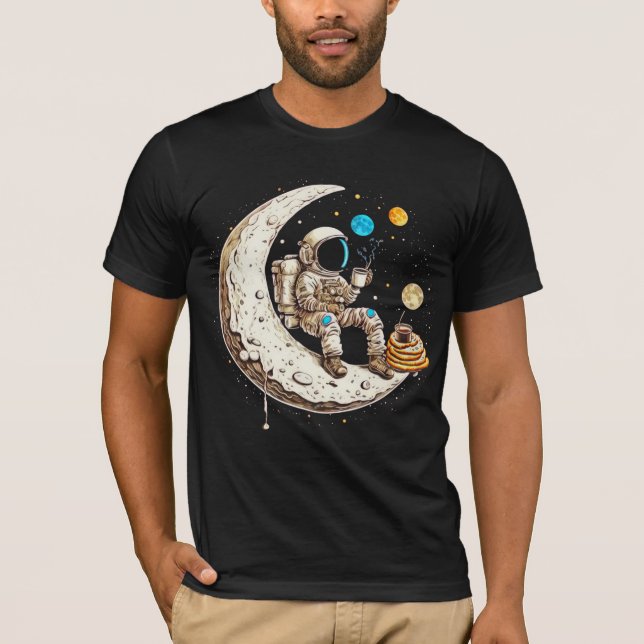 Astronaut Drinking Coffee T-Shirt (Framsida)