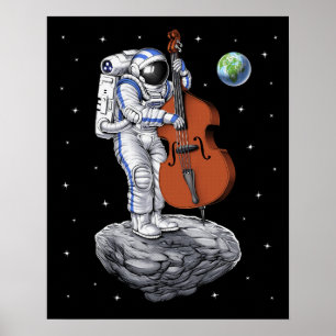 Astronaut Dubbla Bass Player Poster