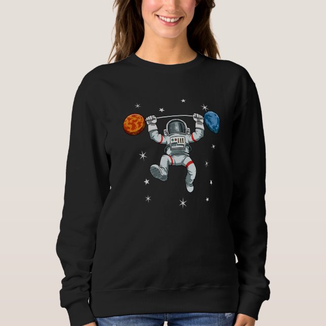 Astronaut dumbbell bar planet Premium T Shirt (Framsida)