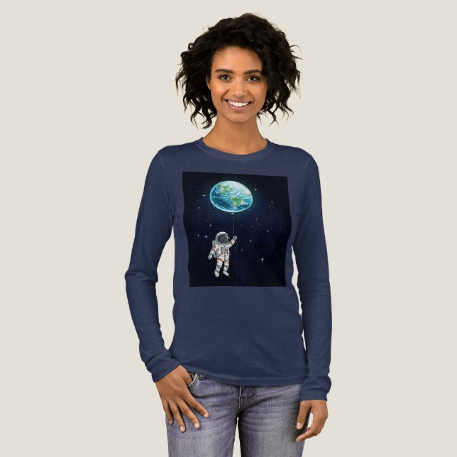 Astronaut Earth Balloon Graphic T-Shirt (Hel framsida)