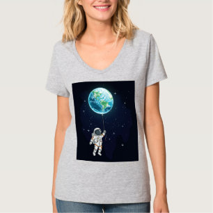 Astronaut Earth Balloon Graphic T-Shirt
