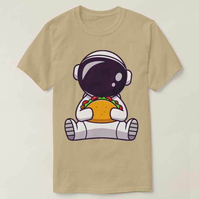 Astronaut Eating Taco Tecknad T Shirt (Design framsida)