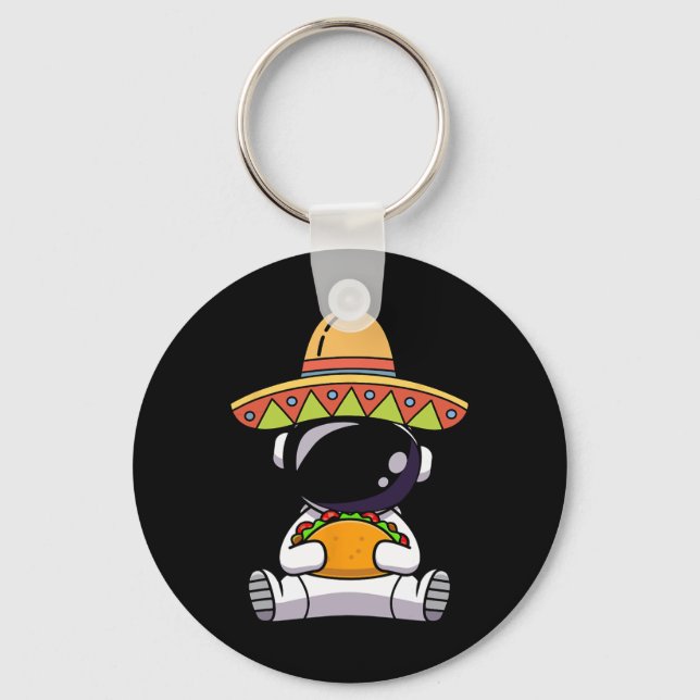 Astronaut Eating Tacos Funny Cinco De Mayo Space M Nyckelring (Framsida)