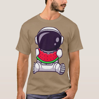 Astronaut Eating Watermelon Fruit Tecknad T Shirt