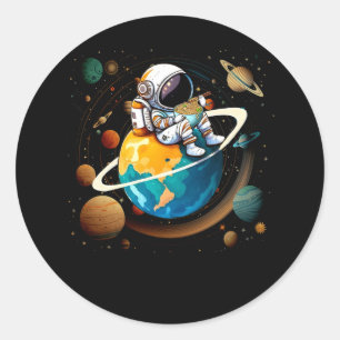 Astronaut Eats Ramen Anime ut ur japanska Runt Klistermärke