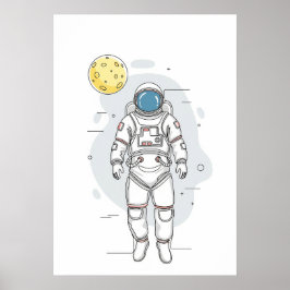 astronaut, en konturkonst poster