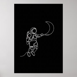 astronaut, en konturkonst poster