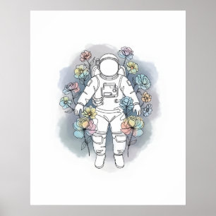 astronaut enkel enradig konst poster