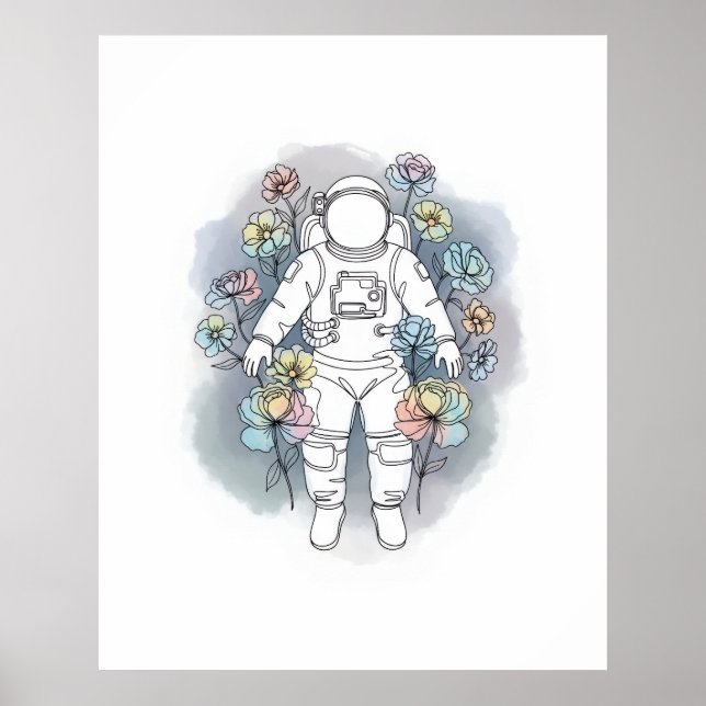 astronaut enkel enradig konst poster (Framsidan)