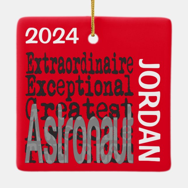Astronaut Extraordinaire ANPASSNINGSBAR Julgransprydnad Keramik (Baksida)