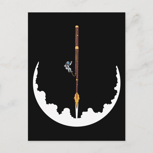 Astronaut Fagotspelande Jazzmusikpresenter Fagott Vykort (Framsida)