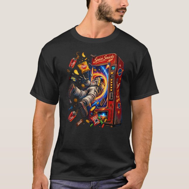 Astronaut Faller Genom en Varuautomat T Shirt (Framsida)