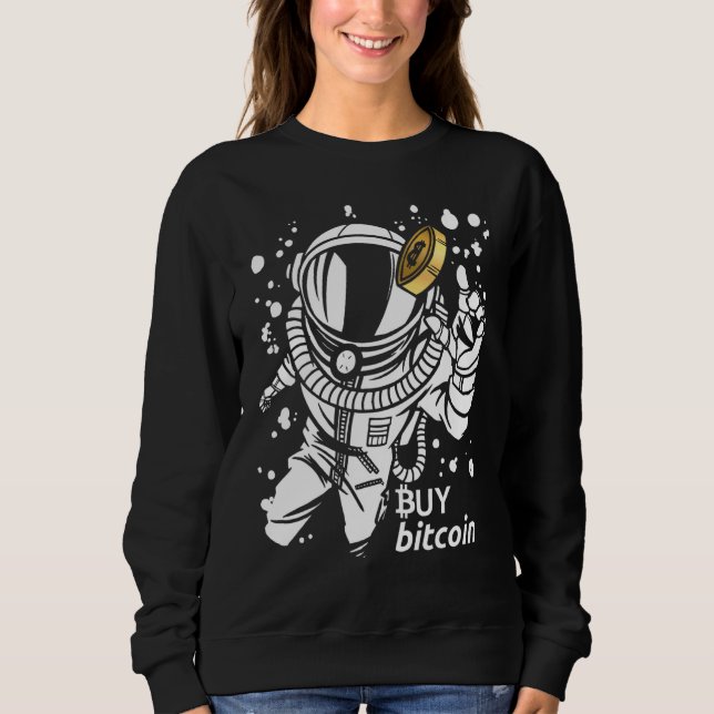 Astronaut Fångar Bitcoin Köp Bitcoin Cyber Apa T Shirt (Framsida)