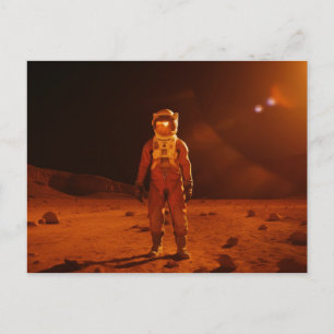Astronaut First Human Martian på Red Planet Mars Vykort
