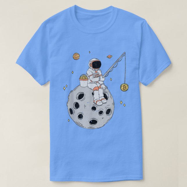 Astronaut Fishing Bitcoin Lagrar Market Trader T-S T Shirt (Design framsida)