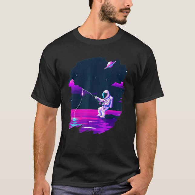 Astronaut Fiskebåt Rymden Ocean Sjö Cool Fisk  T Shirt (Framsida)