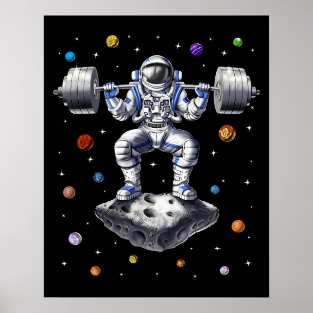 Astronaut Fitness Squats Poster (Framsidan)