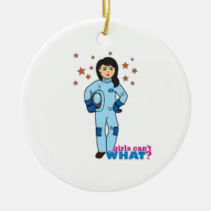 Astronaut-flicka 2 julgransprydnad keramik