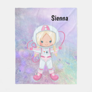 Astronaut flicka Rymden Fleecefilt