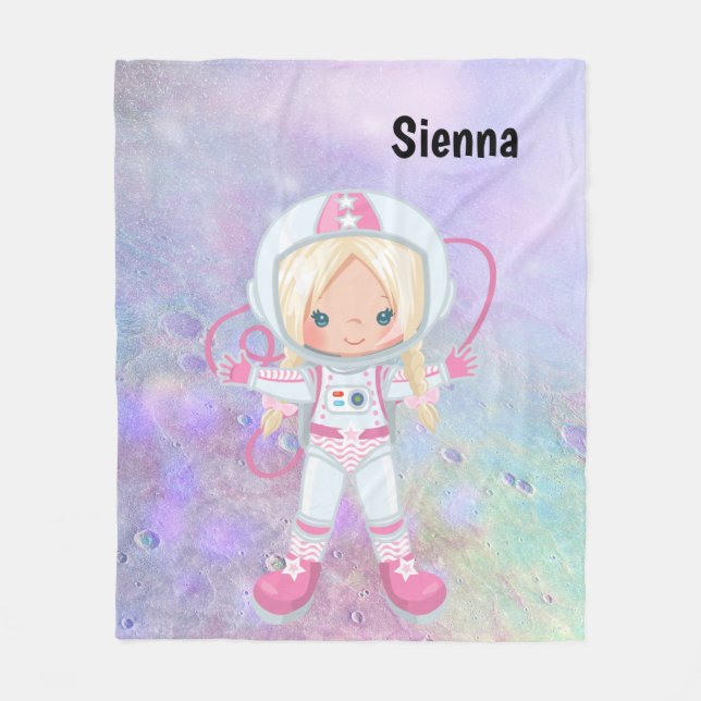 Astronaut flicka Rymden Fleecefilt (Framsidan)