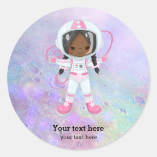 Astronaut flicka Rymden Runt Klistermärke