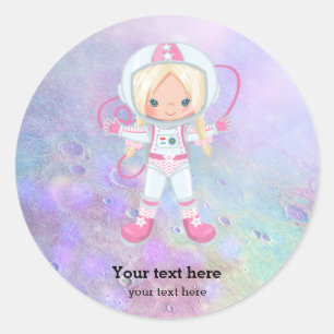 Astronaut flicka Rymden Runt Klistermärke