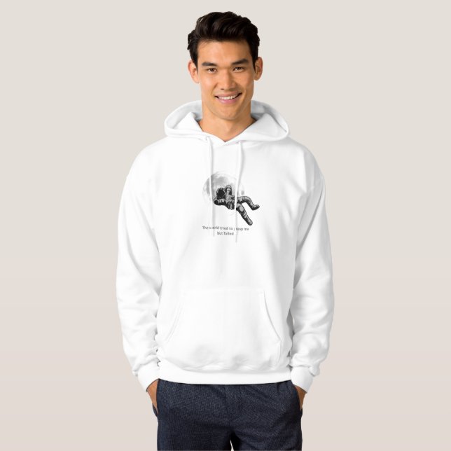 Astronaut Floating by the Moon Inspirational Space Hoodie (Hel framsida)