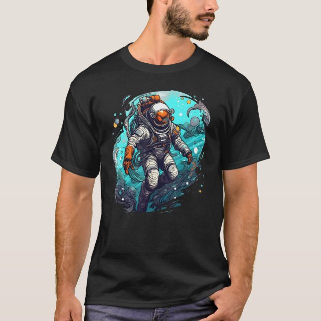 Astronaut Floating in the Water  Cool Astronaut Gr T Shirt (Framsida)