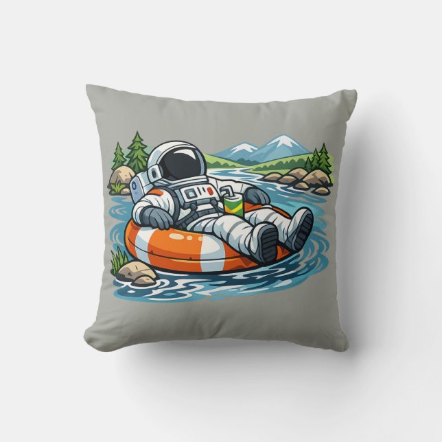 Astronaut Flodtubing Kudde (Framsida)